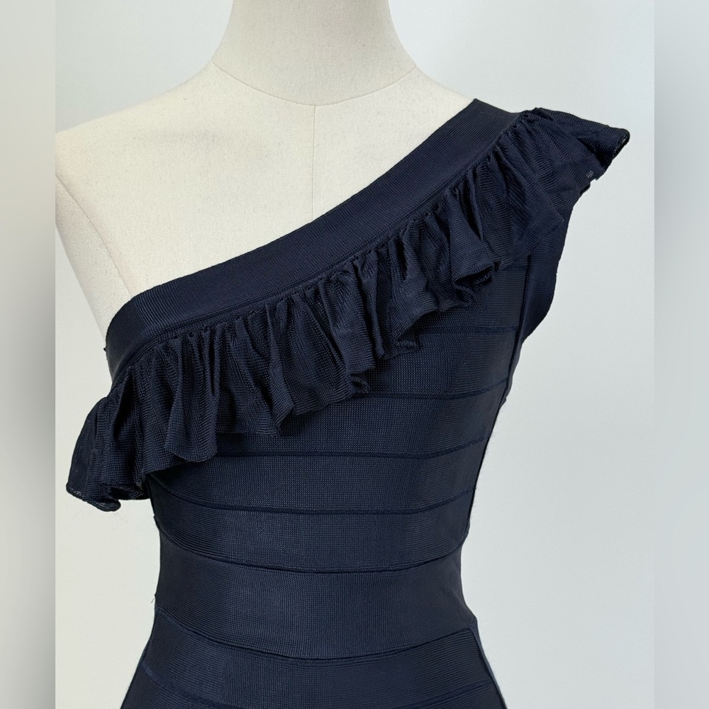 French Connection Navy Blue One-Shoulder Dress Size 2 - Picture 3 of 16
